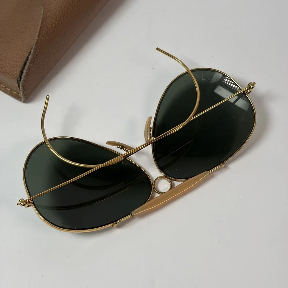 Ray-Ban Bausch & Lomb Outdoorsman Shooter Aviator Sunglasses Gold G-15 w/ Case